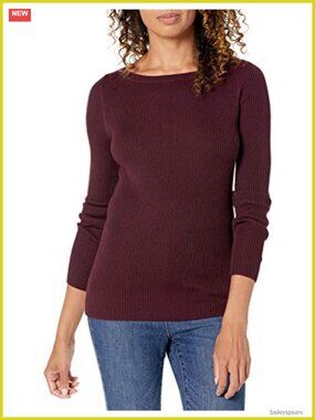 Women's Slim Fit Lightweight Long Sleeve Boatneck Pullover Sweater